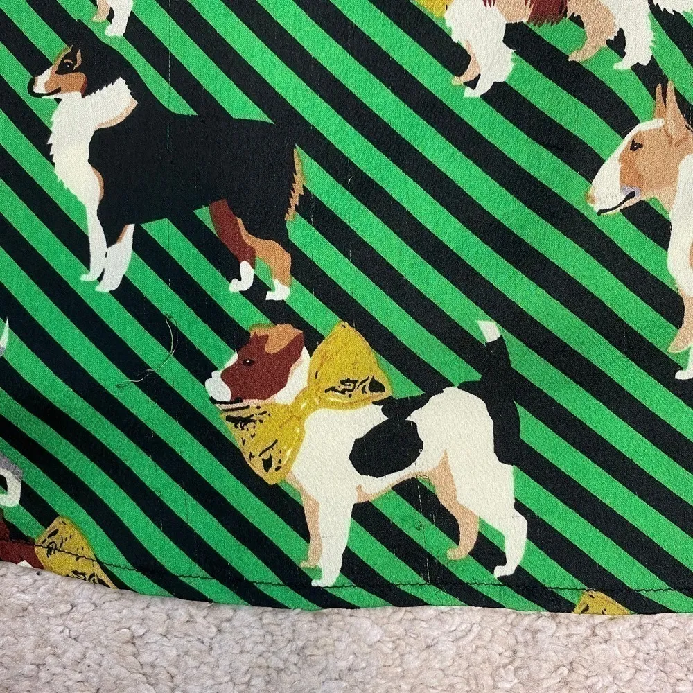 Louche Stripe Black Green Shiny Dog Print Shirt Size US 10 - Image 7