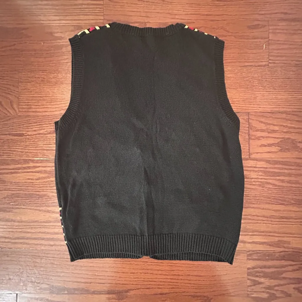 Vintage 90s Leslie Fay The Christmas Sampler Sweater Vest Size Medium Embroidere - Image 8