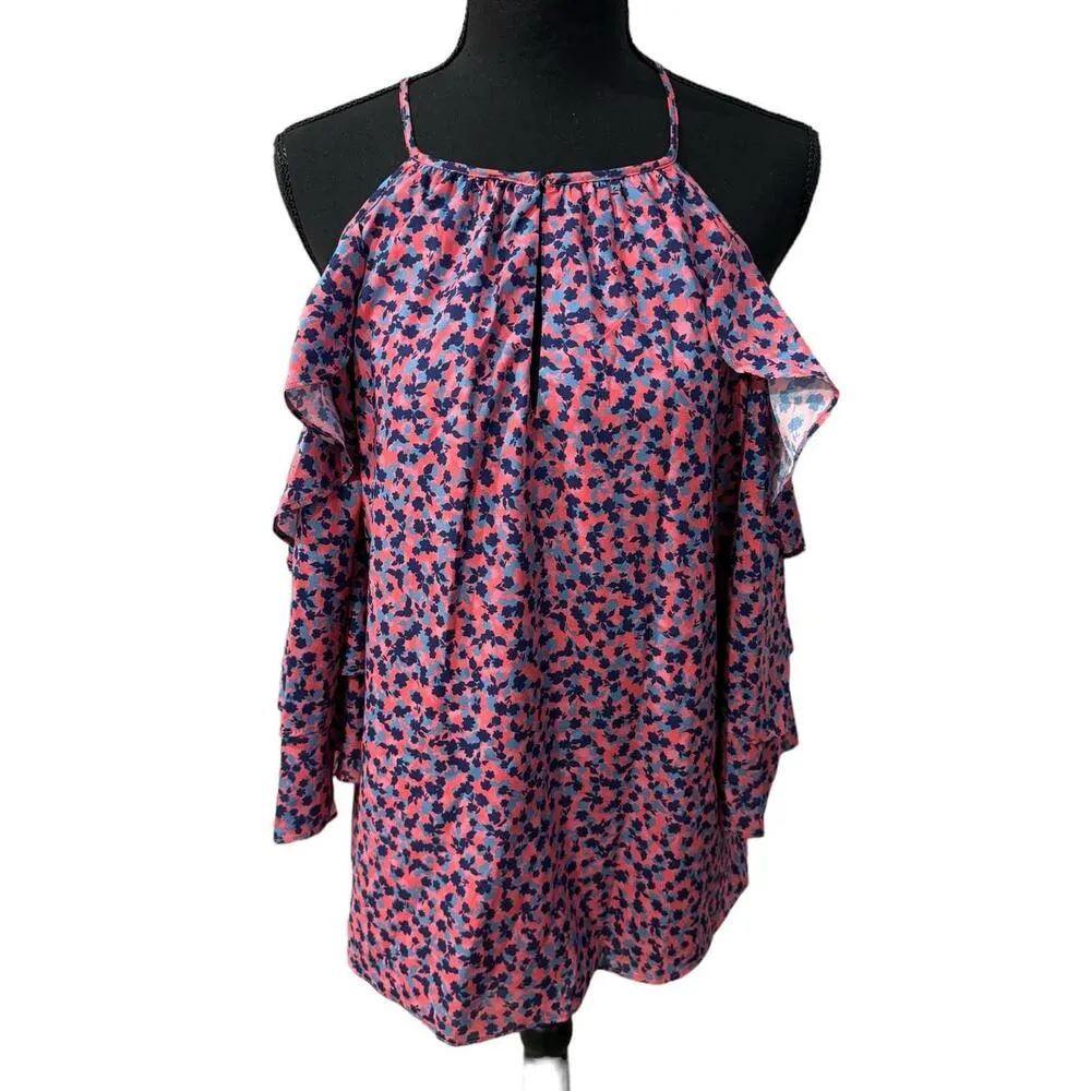 NWT! Parker Dahlias Floral Ruffle Halter Neck Blouse - Size Medium - Image 3