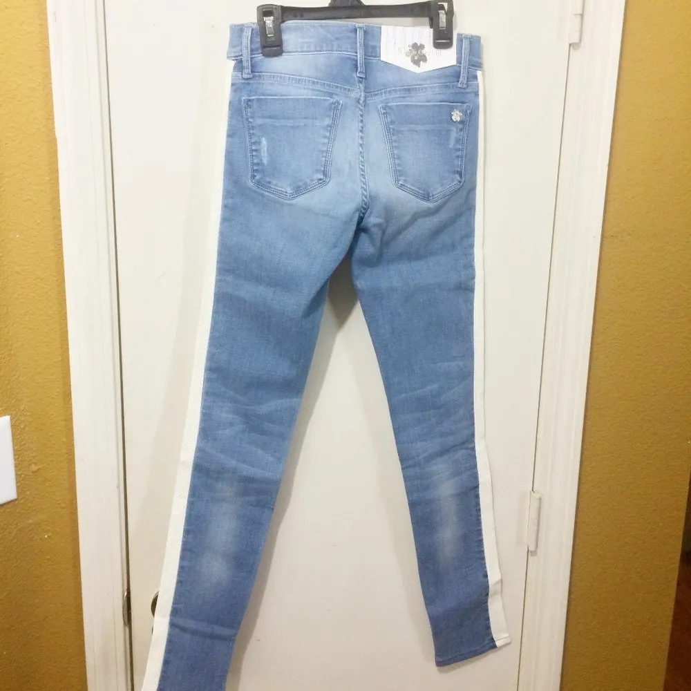 Black Orchid women's size 26 two tone POOL PARTY mesh stretch skinny jeans 26x30 - Image 4