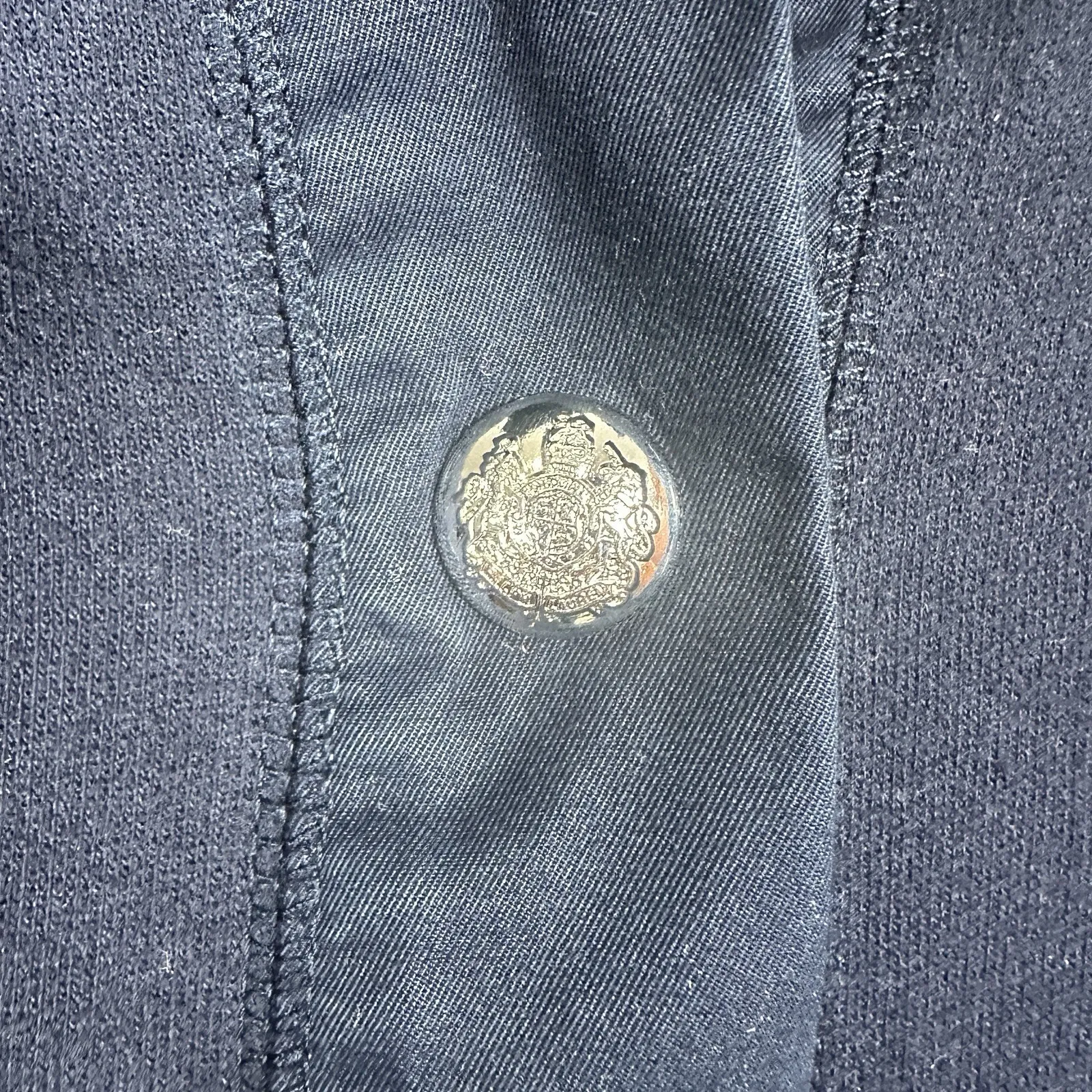 Lauren Ralph Lauren Cardigan Sweatshirt Womens XL Navy Blue Silver Snap Front - Image 4