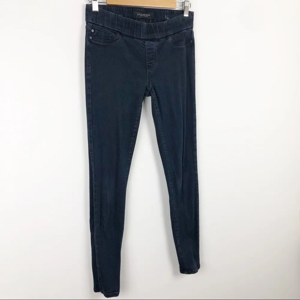 Liverpool Denim Sienna Pull on Jegging Leggings Skinny Pants Petrol 2 - Image 4