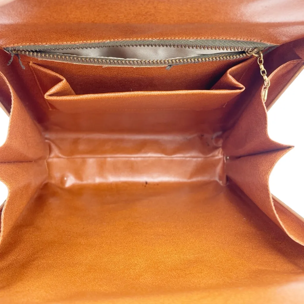 Vintage Black Lizard Embossed Leather Top Handle Frame Bag Gold Hardware 9.5x7 - Image 8