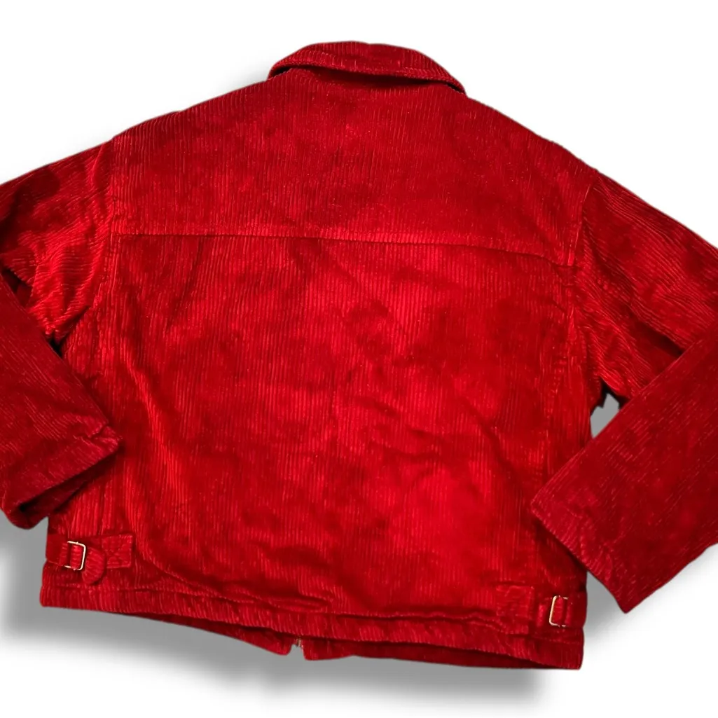 VTG Y2K NY& Co Jacket Womens L Red Wide Corduroy Full Zip Oversized Chunky Boxy Size L - Image 2