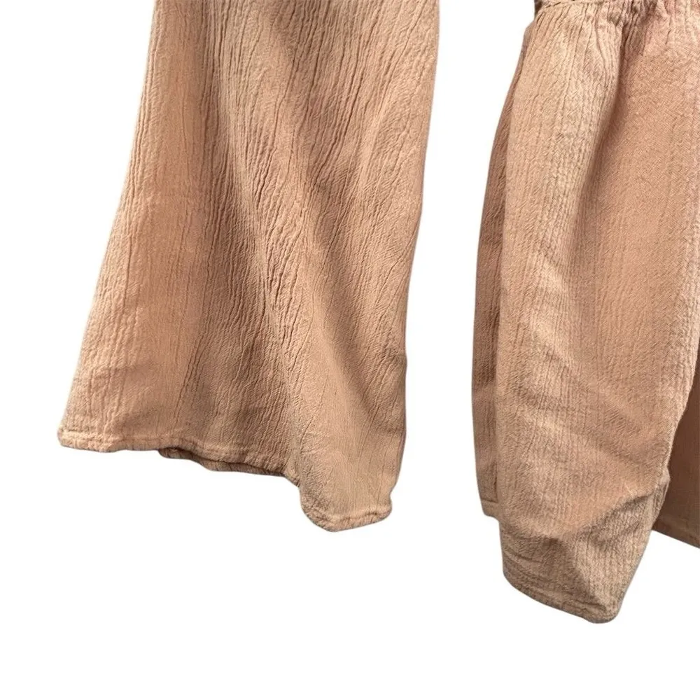 American Eagle Women's M Pink/Peach Boho Bell Sleeve Blouse Embroidered Casual - Image 6