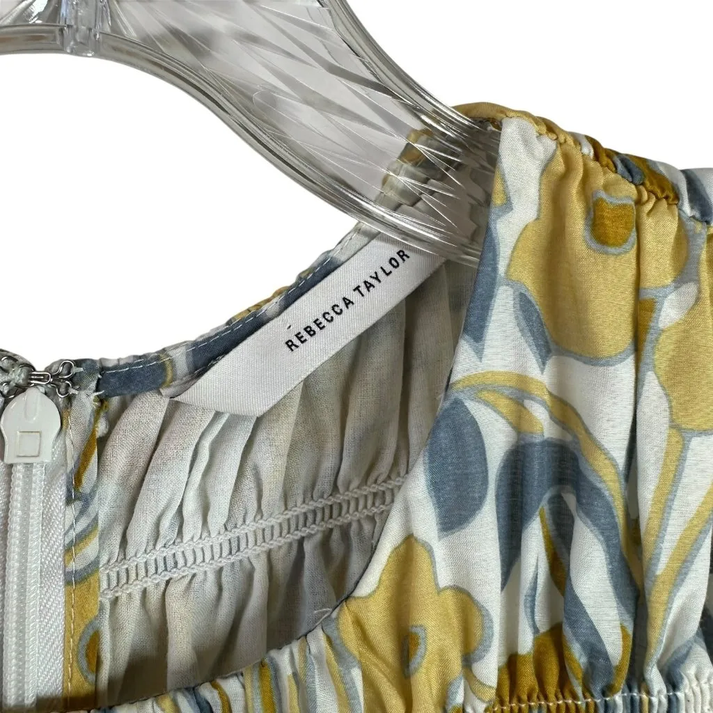 Rebecca Taylor Daphne Fleur Blouse in Buttercream Combo Cotton/Silk Size Small - Image 7