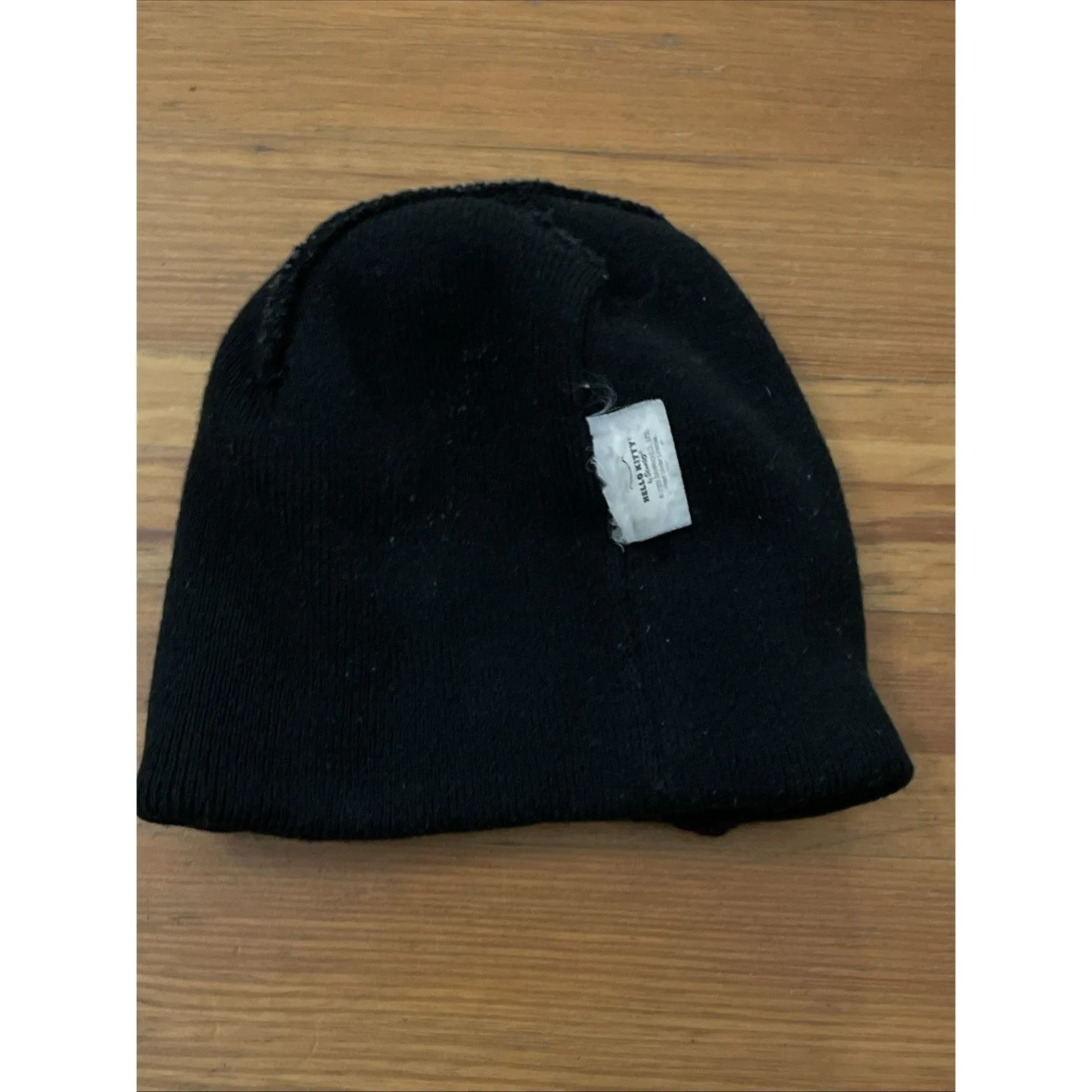 Hello Kitty Black Knit Beanie Hat Sanrio Adult OSFA - Image 8