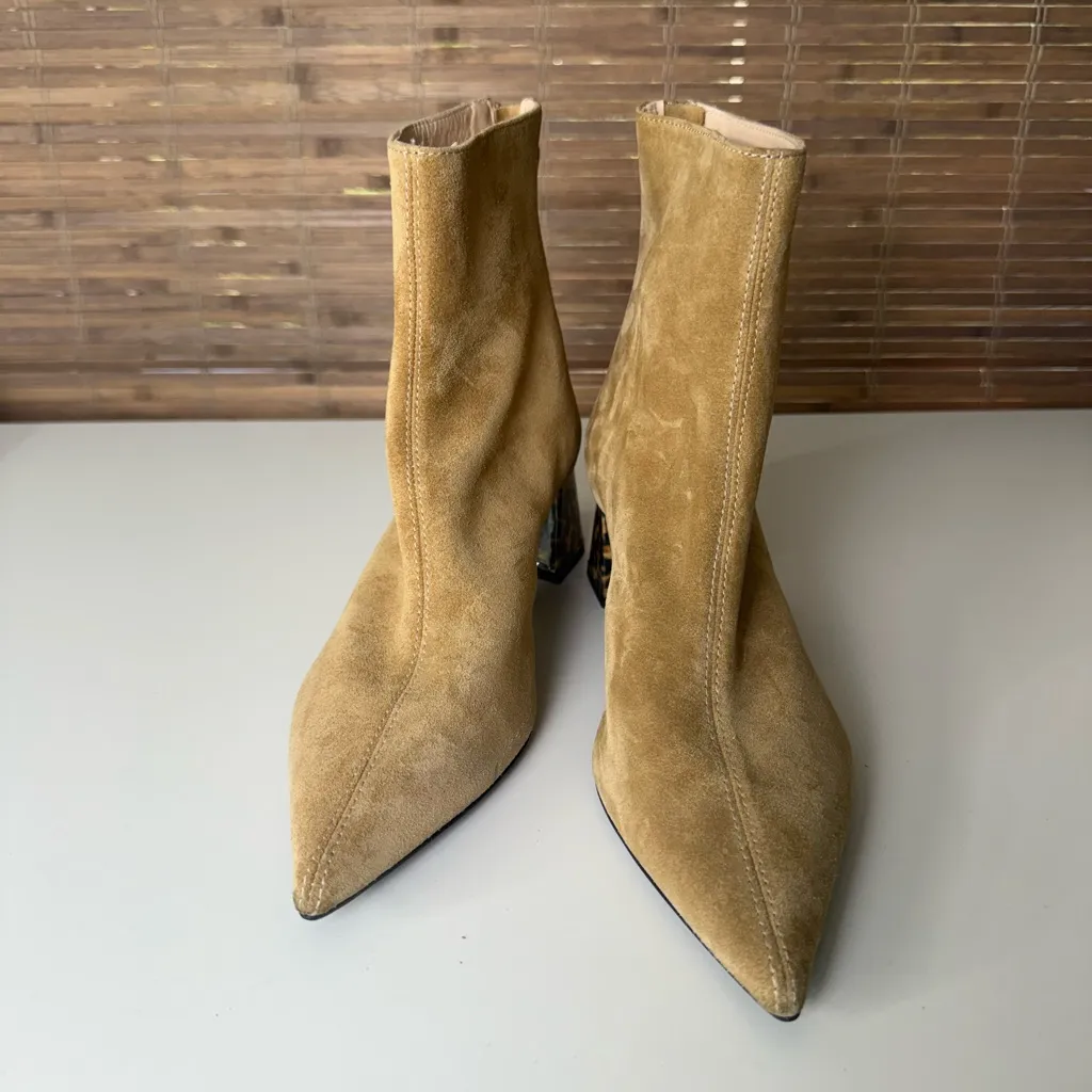 AGL Nora Camel Suede Pointed Toe Ankle Bootie 7.5 Tan - Image 2