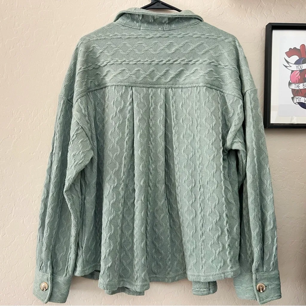 Altar’d State Seafoam Green Knit Shacket - Image 2