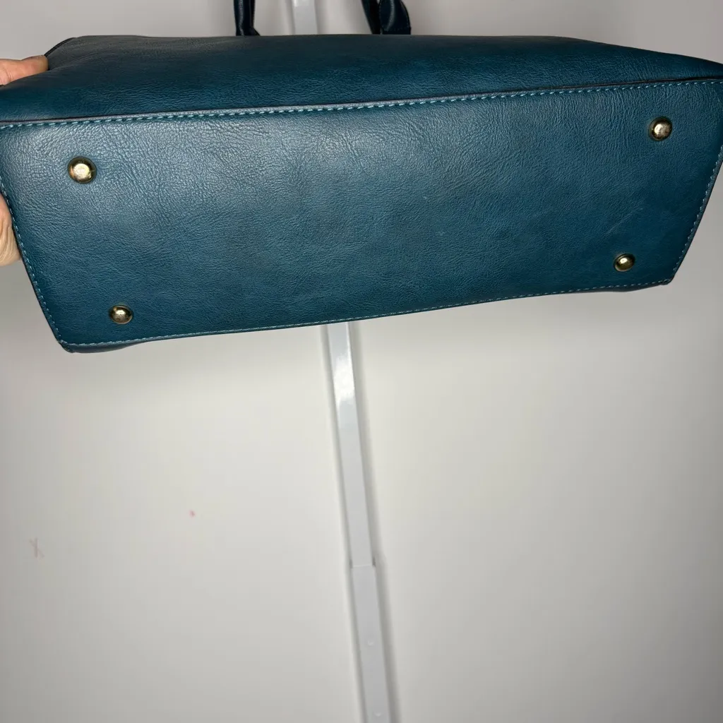 Dasien Blue/Green Teal Purse for Women. Leather Shoulder Bag with Gold Accents Blue - Image 12