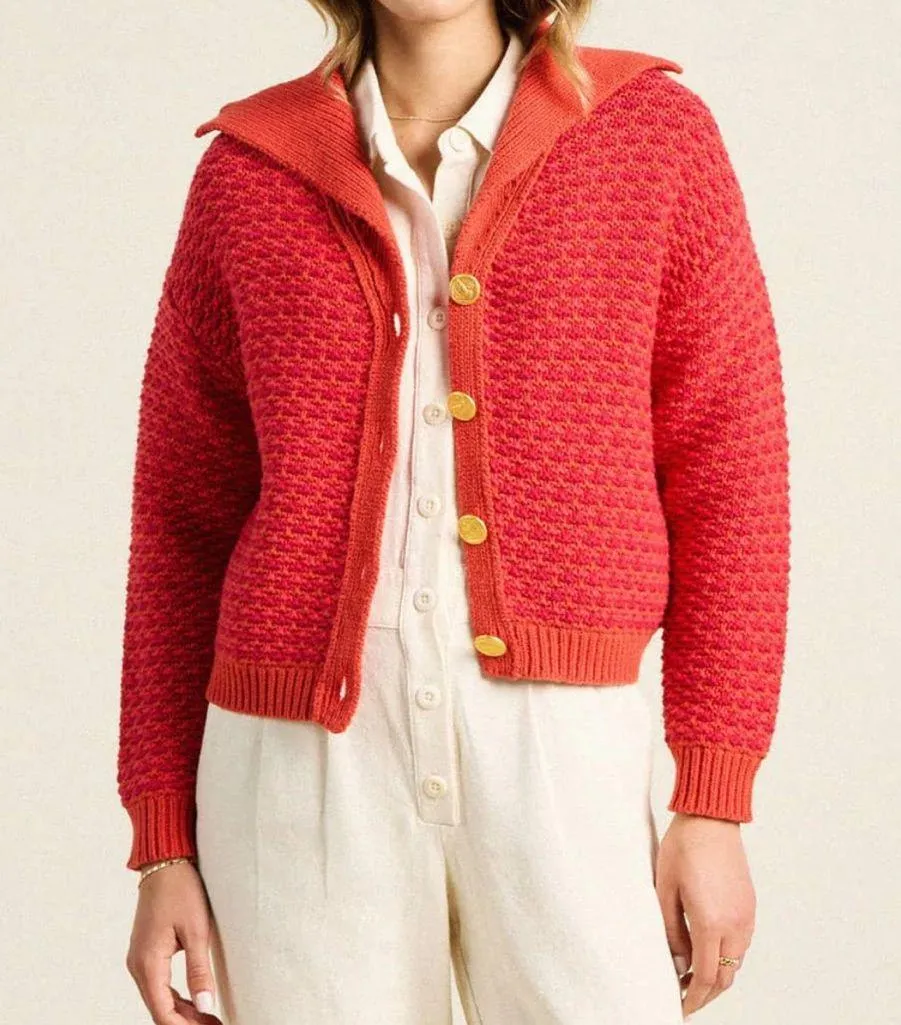 Birds of Paradis by Trovata Knit Savannah Cardigan Button Down Red Size M - Image 12