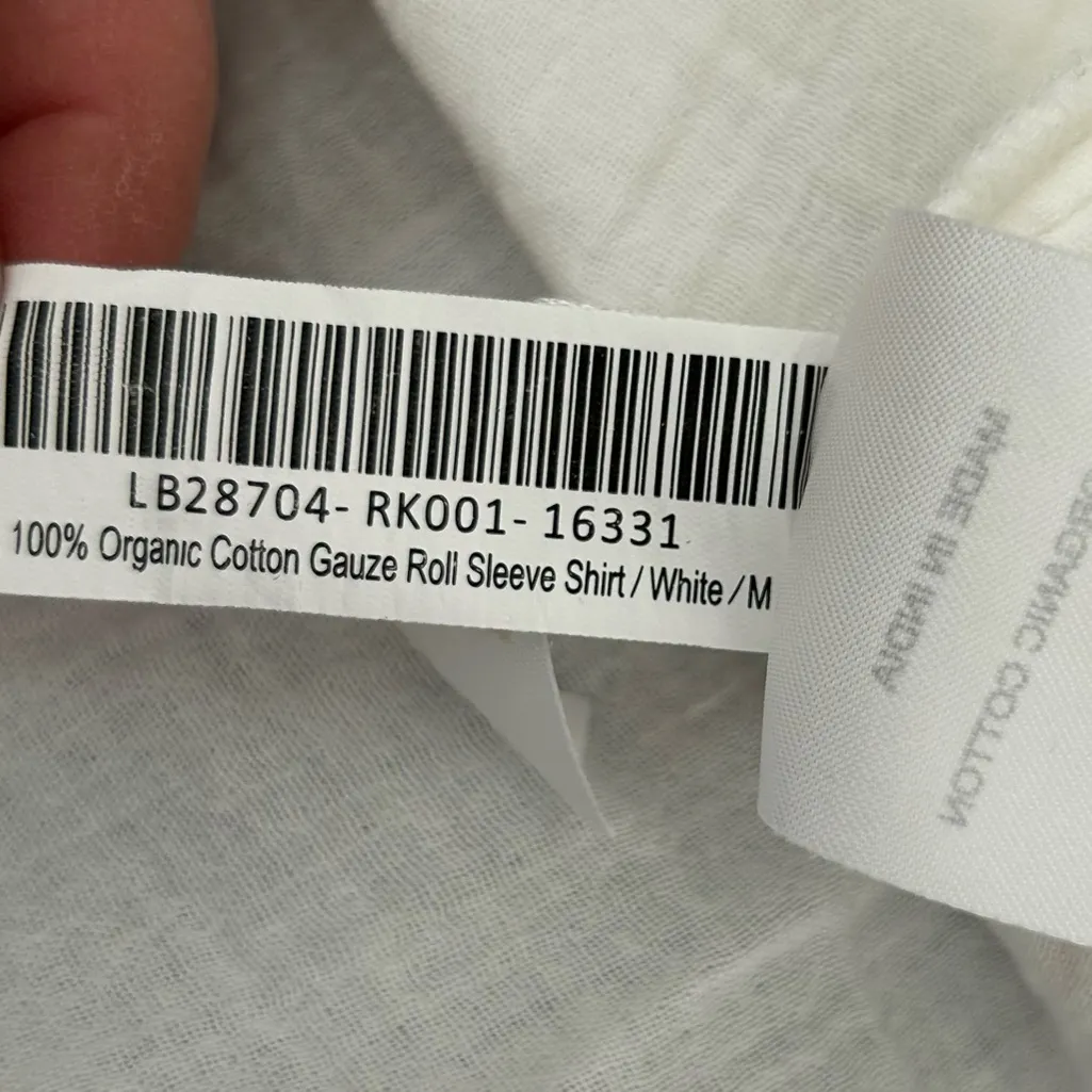 NWT Quince White 100% Organic Cotton Gauze Roll Sleeve Shirt Size Medium - Image 6