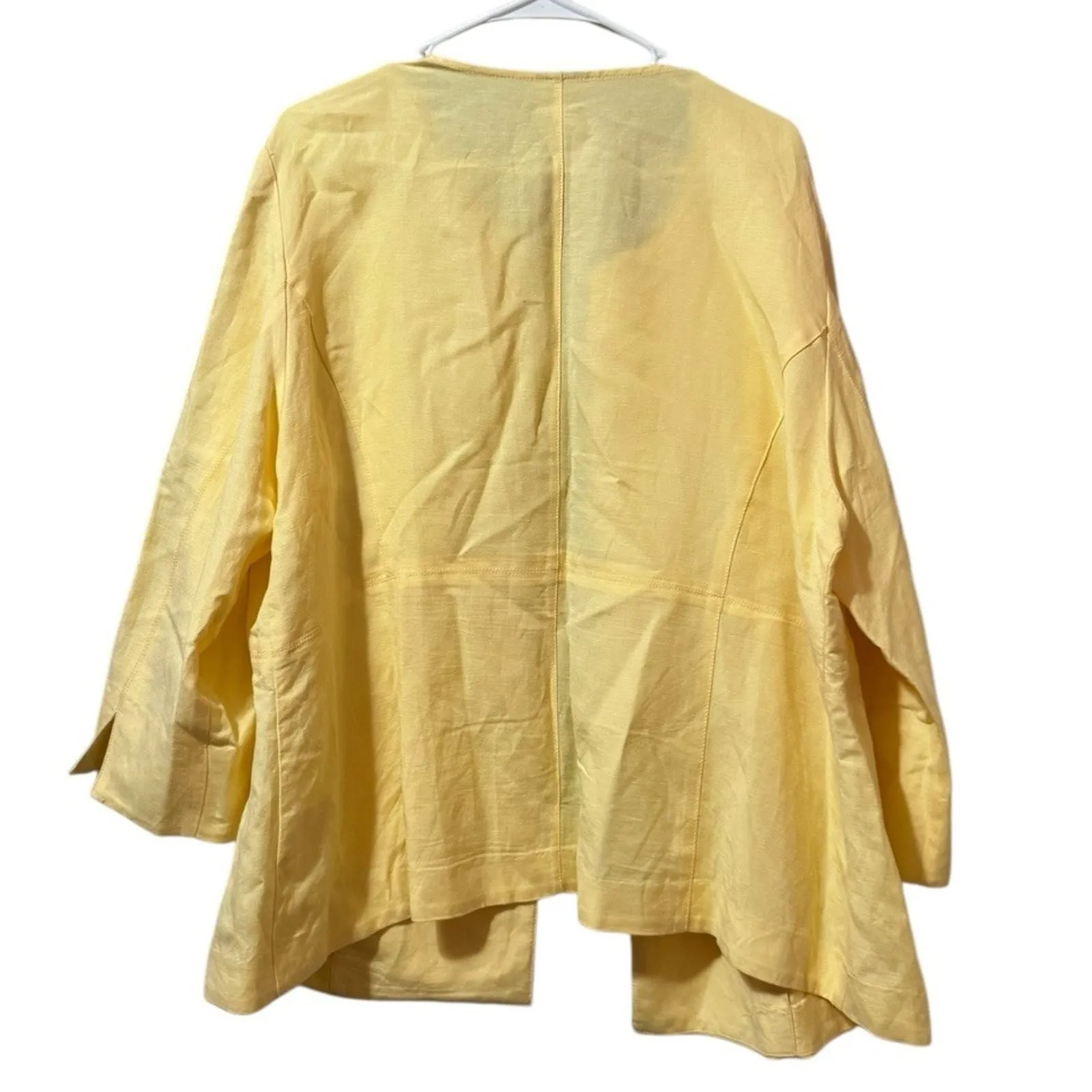Ruby Rd Woman Size 20W Linen Blend Shirt Jacket Embroidered Yellow Floral Office - Image 2