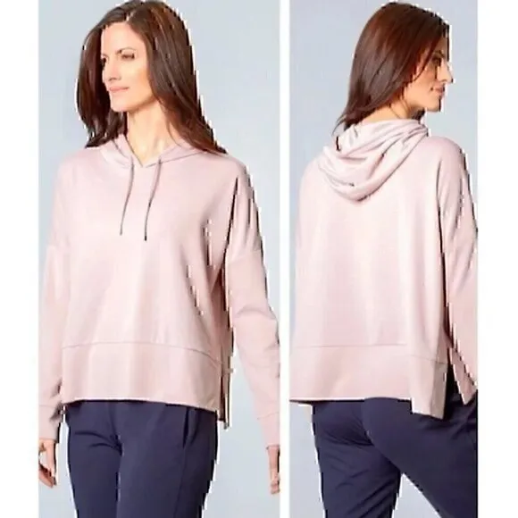 MONDETTA Ottoman Hoodie Blush Rose Pink Lightweight Boxy Activewear Active Small - Image 2