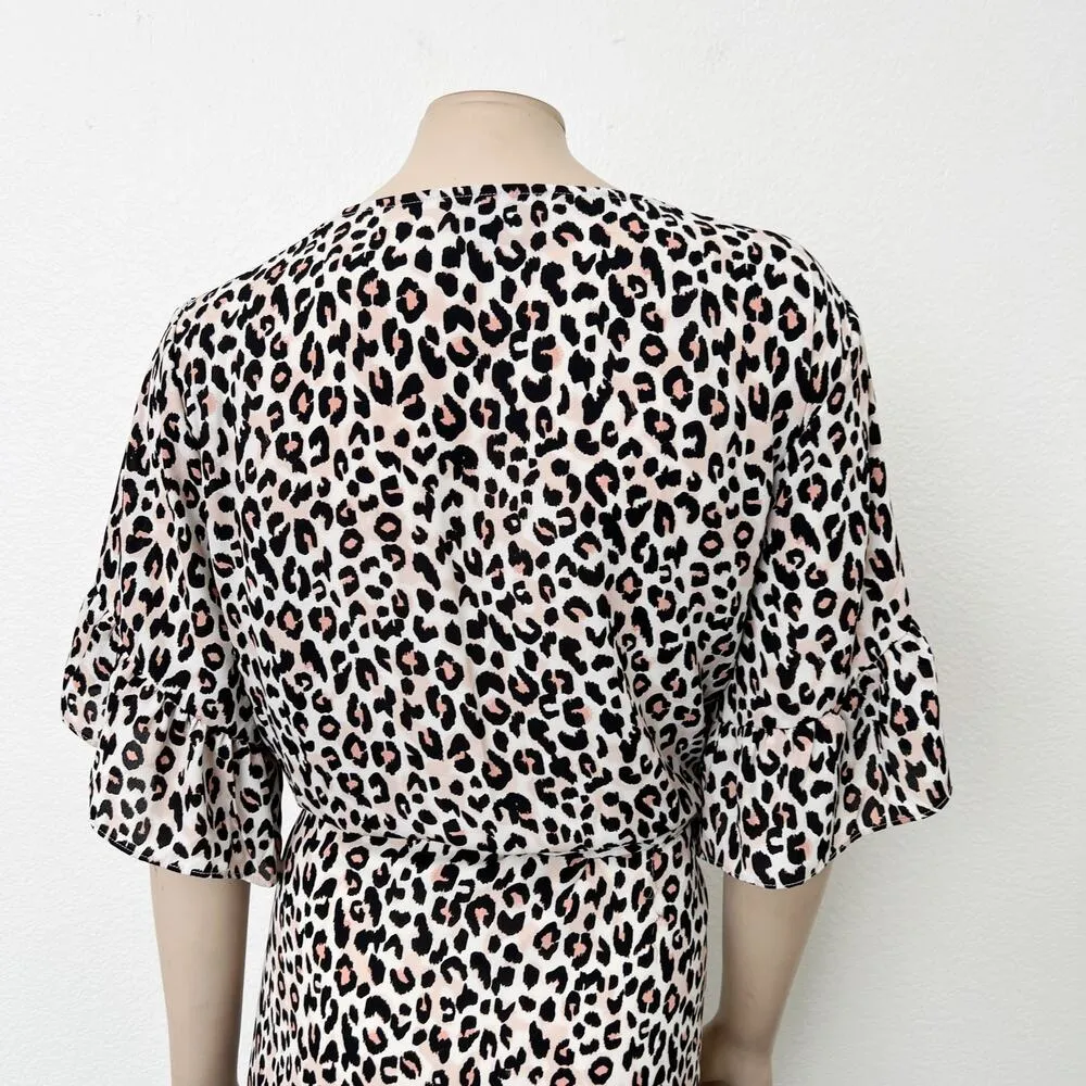 [City Chic] Prowess Swish Leopard Print Midi Dress Ruffle Hem V-Neck Sz Large 20 - Image 9