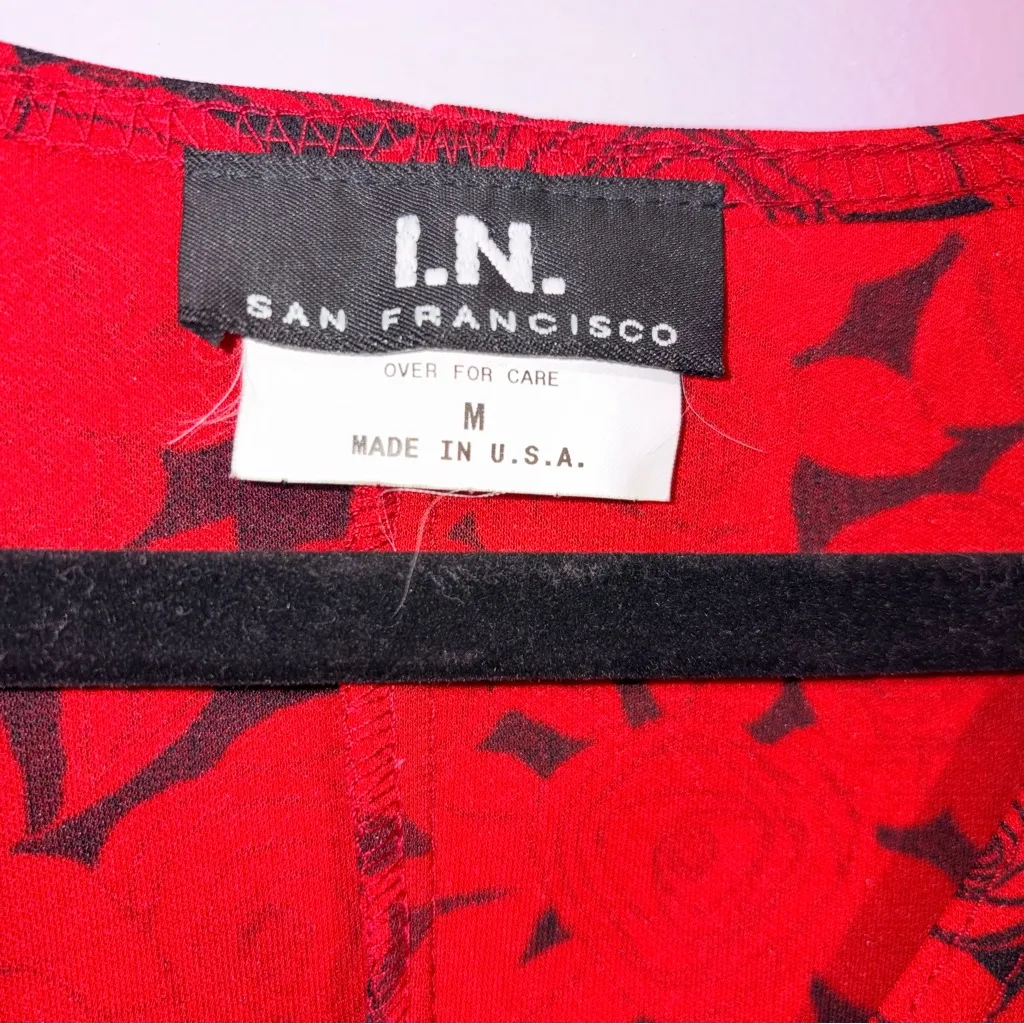 Vintage Y2K IN San Francisco Babydoll Midi Dress Women S Romantic Dark Floral - Image 3