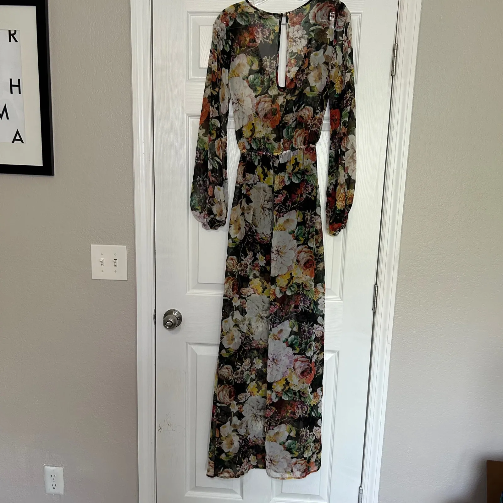 Show Me Your Mumu Floral Maxi Dress Long Sleeve Plunge Neck Womens S Event Party - Image 8