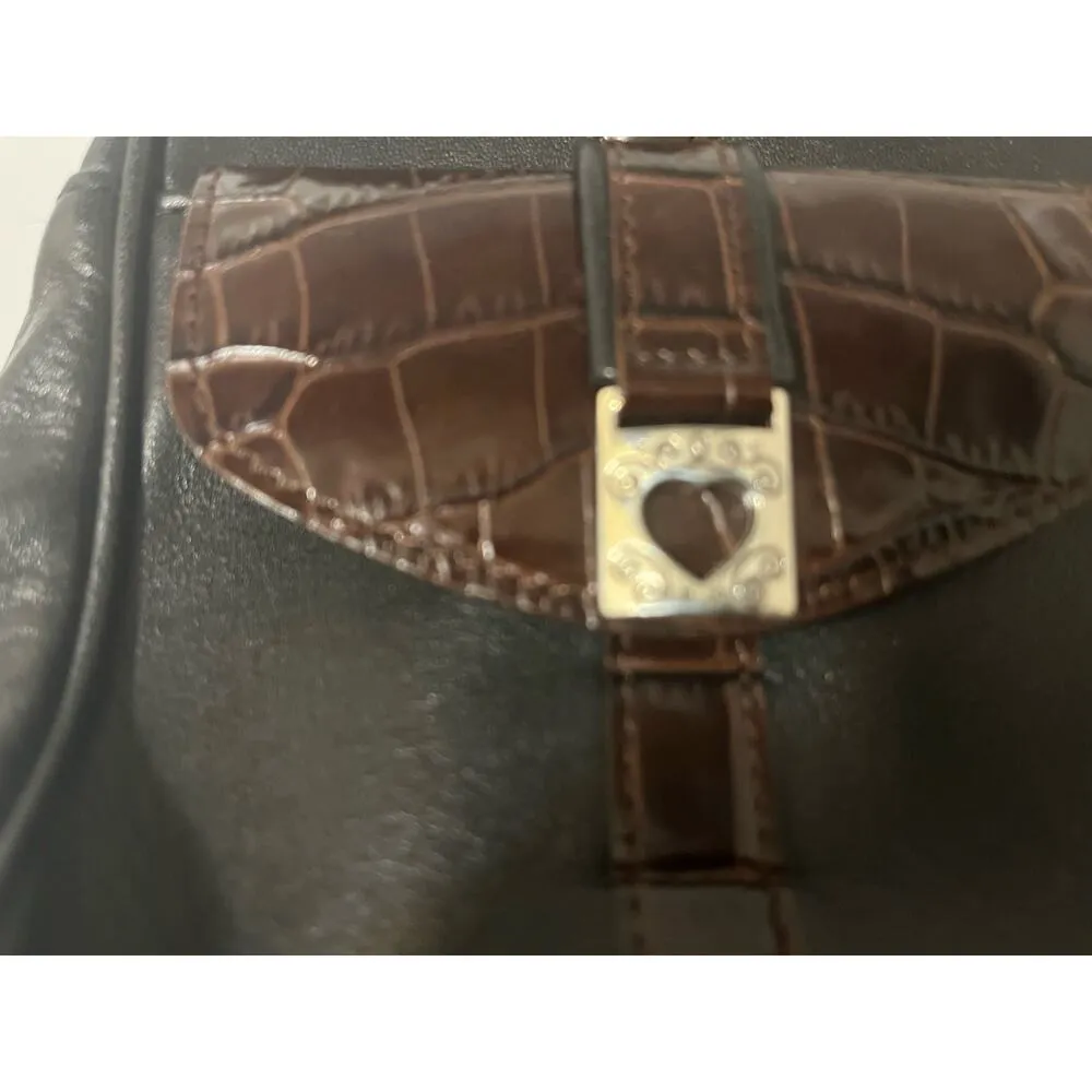 Brighton Double Pocket Black & Brown Leather Medium Shoulder Handbag RETIRED! - Image 7