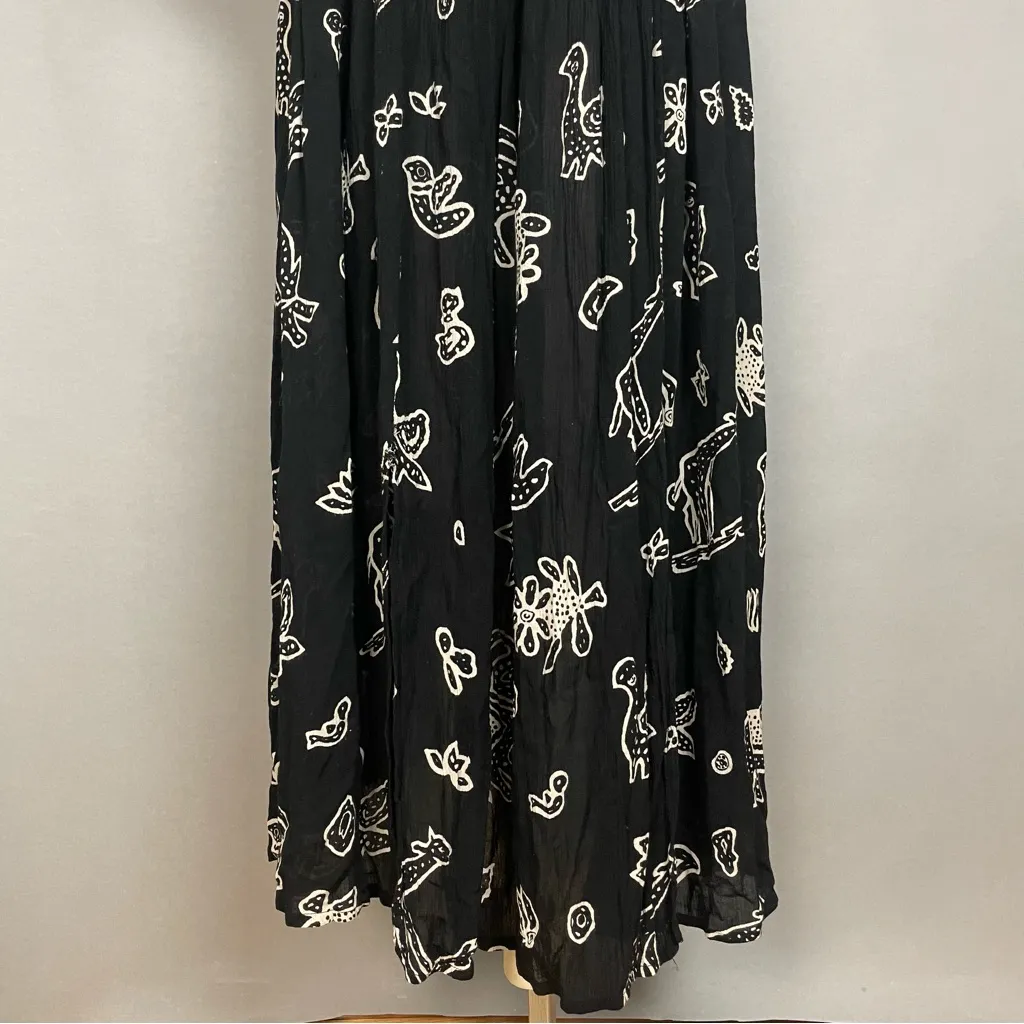 Vintage Boho Dress Tie Waist Short Sleeves Animal Jasmine by KVM Button - Image 7