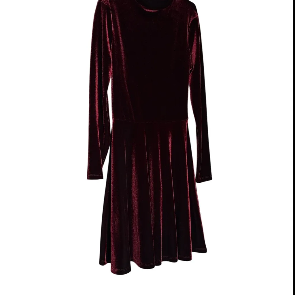 American Apparel Asymmetrical Velvet Dress in Deep Burgundy - Image 3
