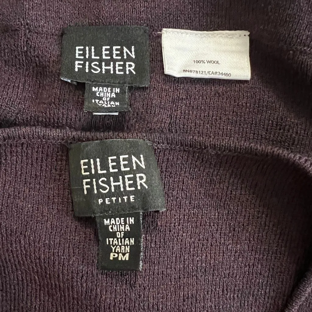 Eileen Fisher 2-Piece Plum Wool Knit Ski Skirt & Top Set Petite PM - Image 7