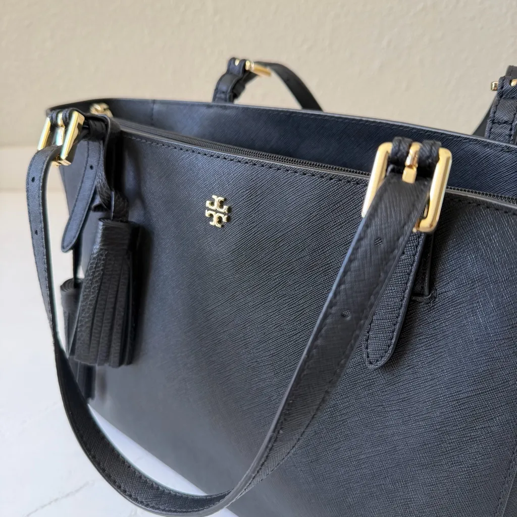 Tory Burch Emerson Black York Tote Gold Hardware - Image 8