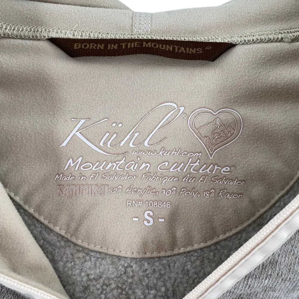 Kuhl Kashmira ¼ Zip Pullover Hoodie Size S Oatmeal Gray Fleece Lined - Image 3