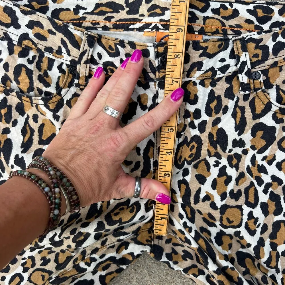Tory Burch Leopard Cheetah Animal Print Low Rise Super Skinny Jeans Size 30 - Image 12