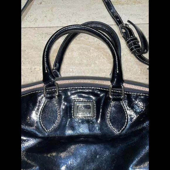 Dooney‎ & Bourke satchel black patent leather Glossy Double Handles - Image 3
