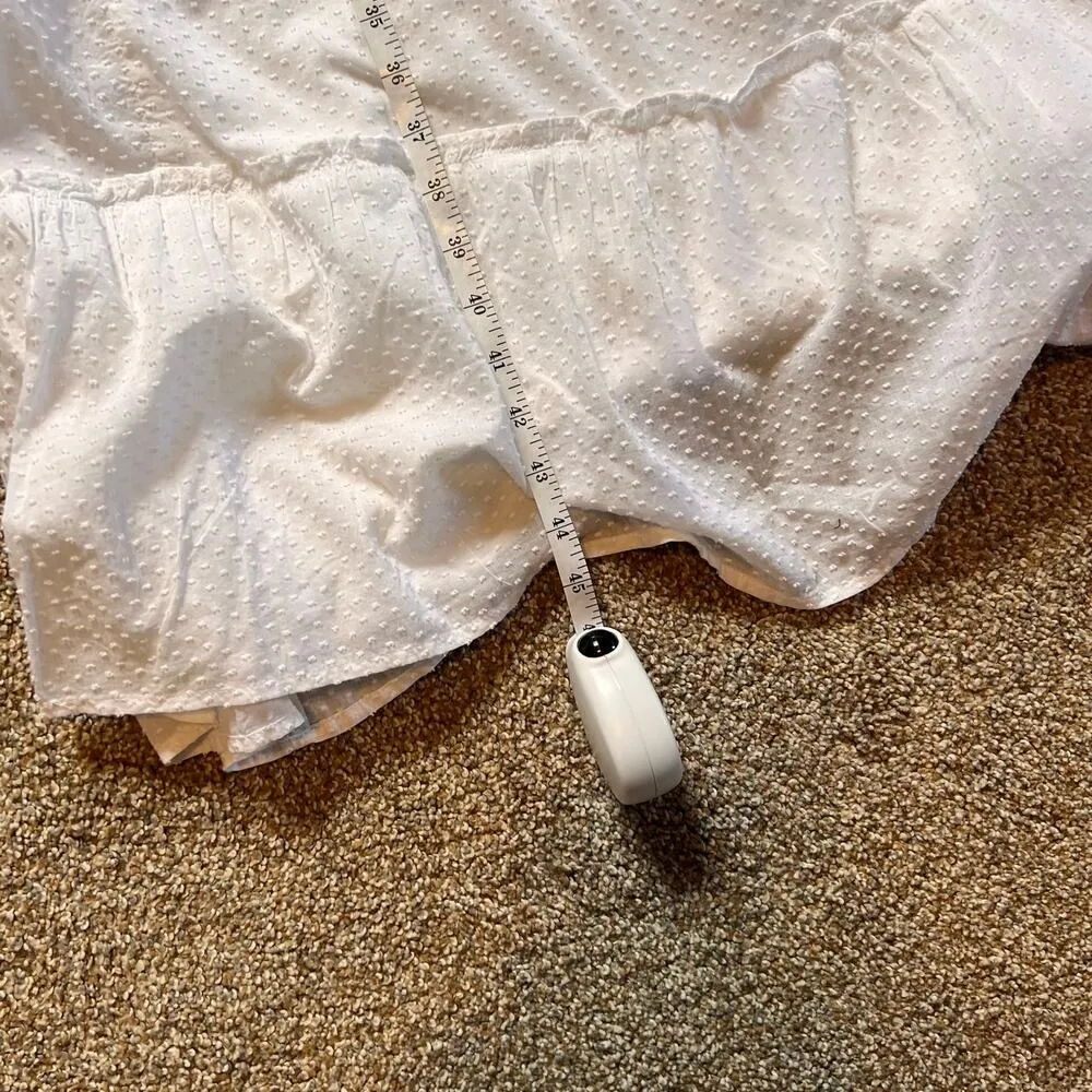 J. Crew 100% Cotton Smocked Tiered Midi Dress. White. Size Large White - Image 6