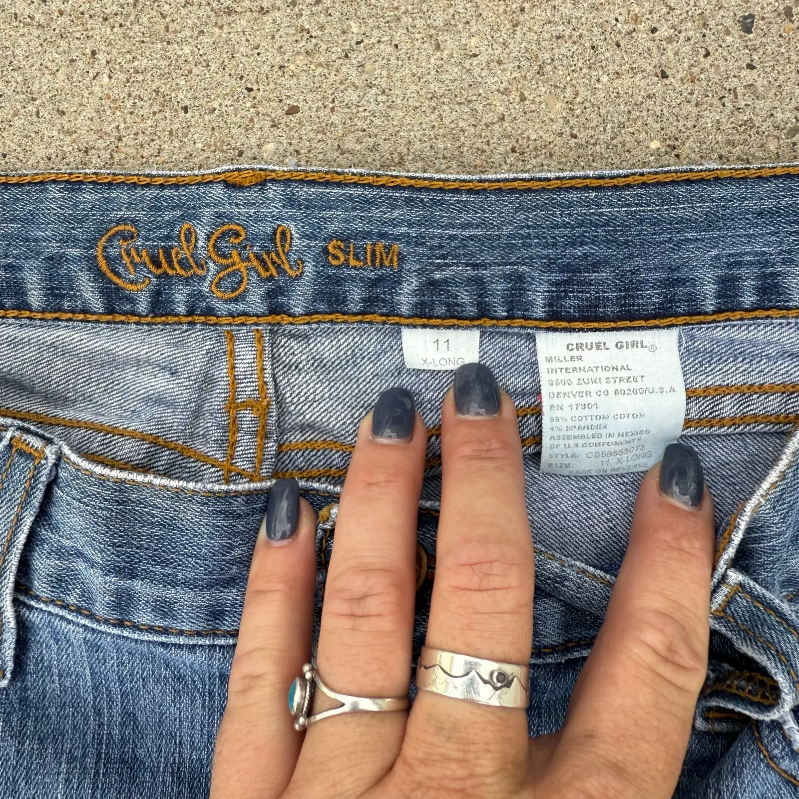 Y2K Cruel Girl Slim Fit Boot Cut Cowgirl Western Jeans Womens 11 X-Long Blue - Image 3