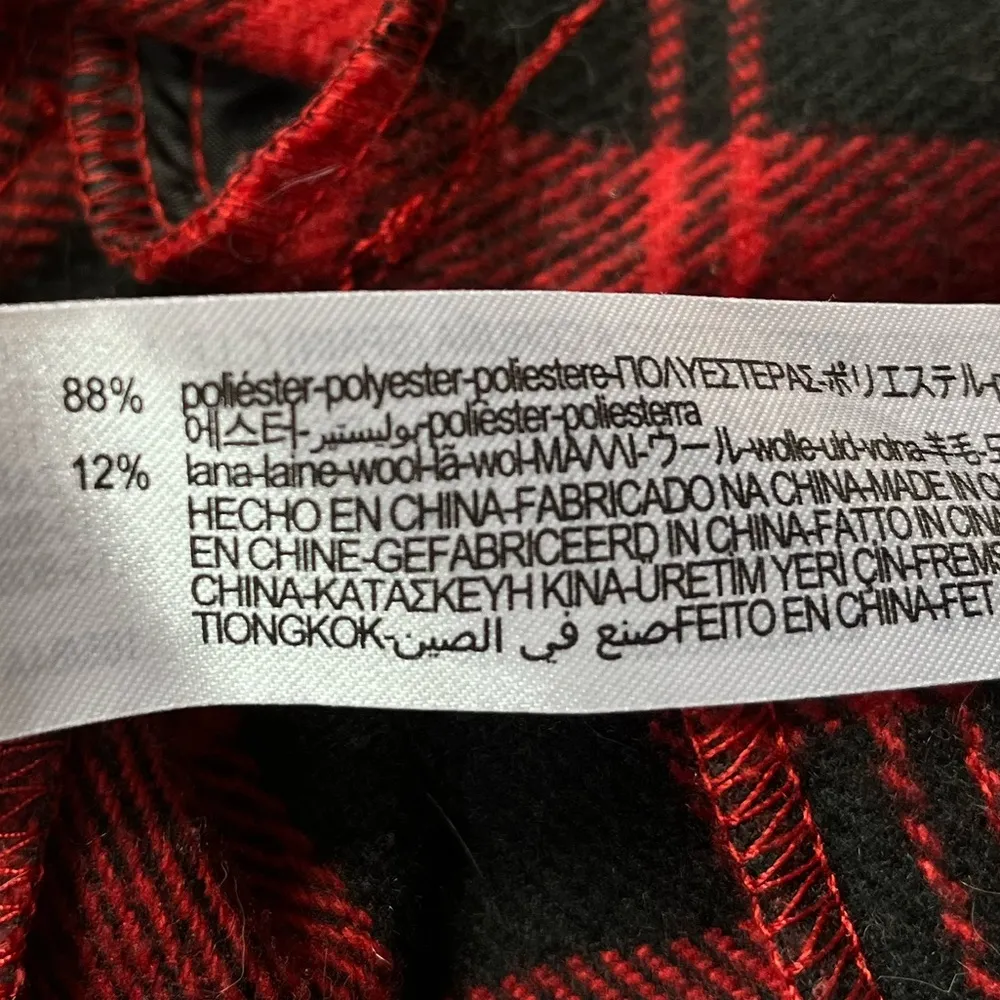 Zara Plaid Flannel Button Down Oversized Jacket Red Black Size Small - Image 6