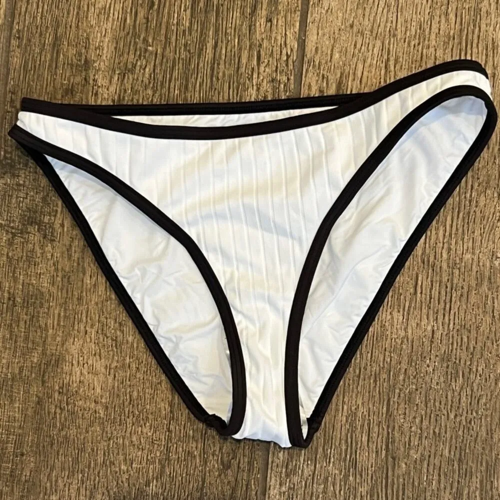Solid & Striped The Rachel Contrast Rib Bikini Bottoms Size Small - Image 6