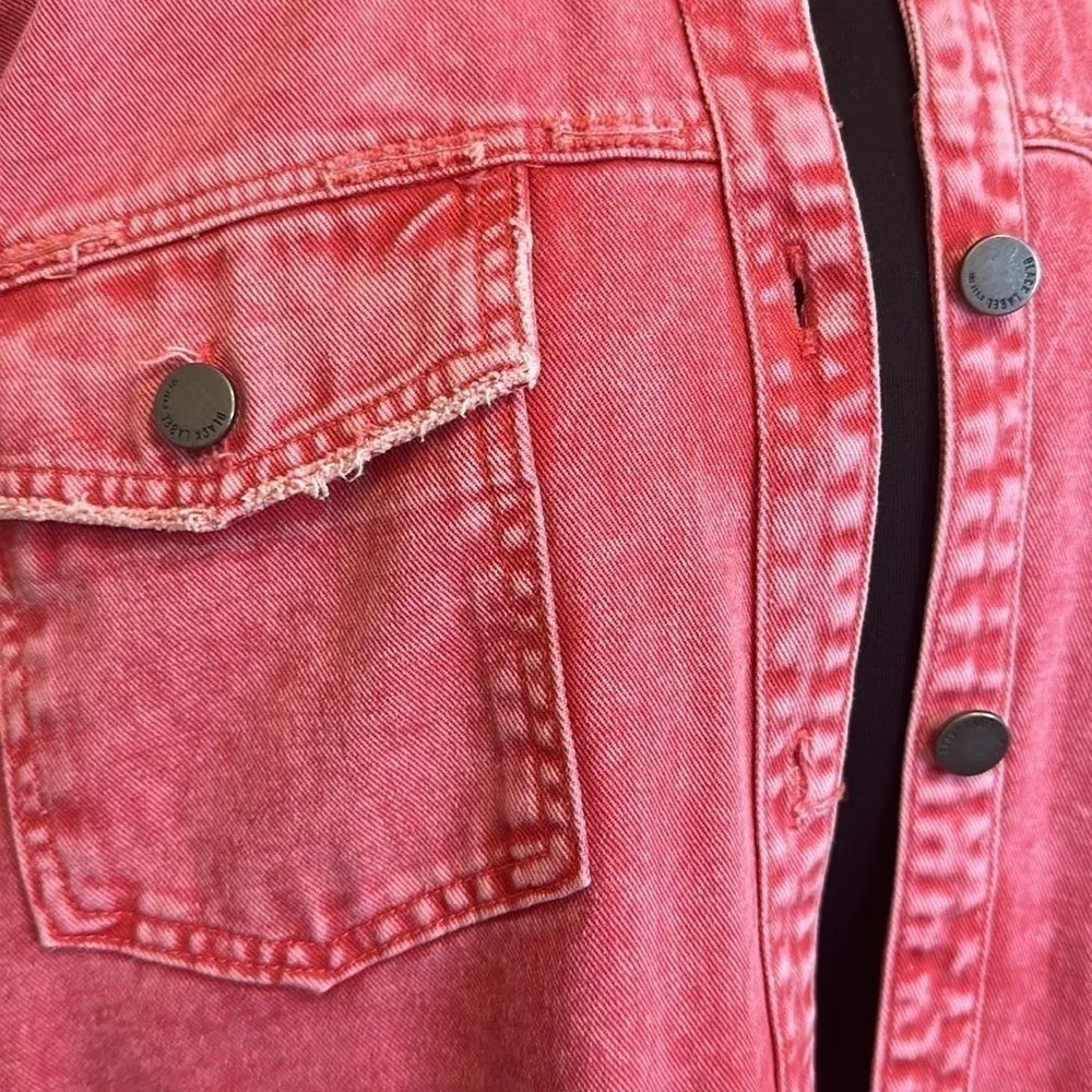 Black Label Pink Acid Wash Spring Light Denim Jacket - Image 4