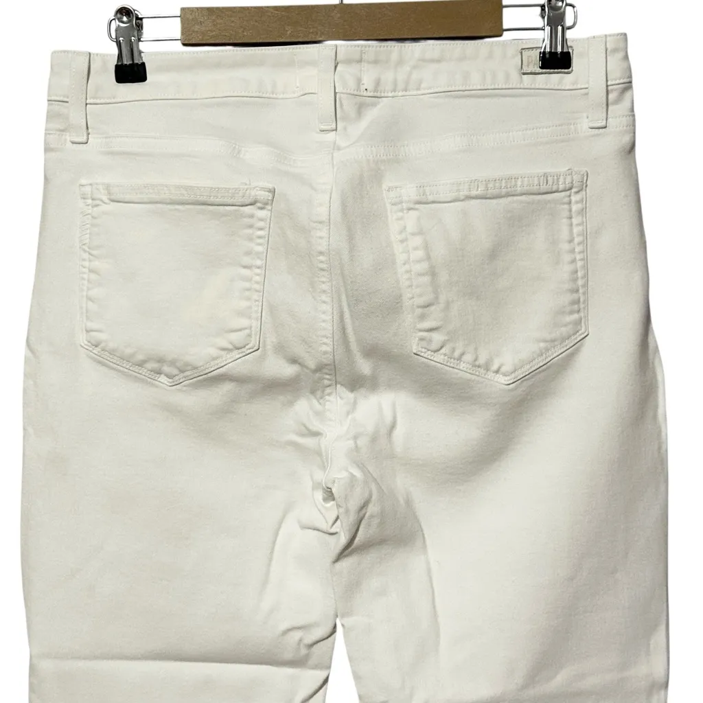 Paige Cindy Crop Jeans Crisp White Destroyed Hem Size 31 6615208-4986 Denim - Image 5