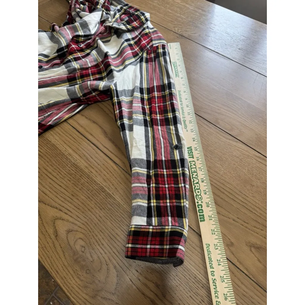 John Mark Women Size XL Plaid Button Up Blouse Top Fringed Long Sleeve Cabincore - Image 6