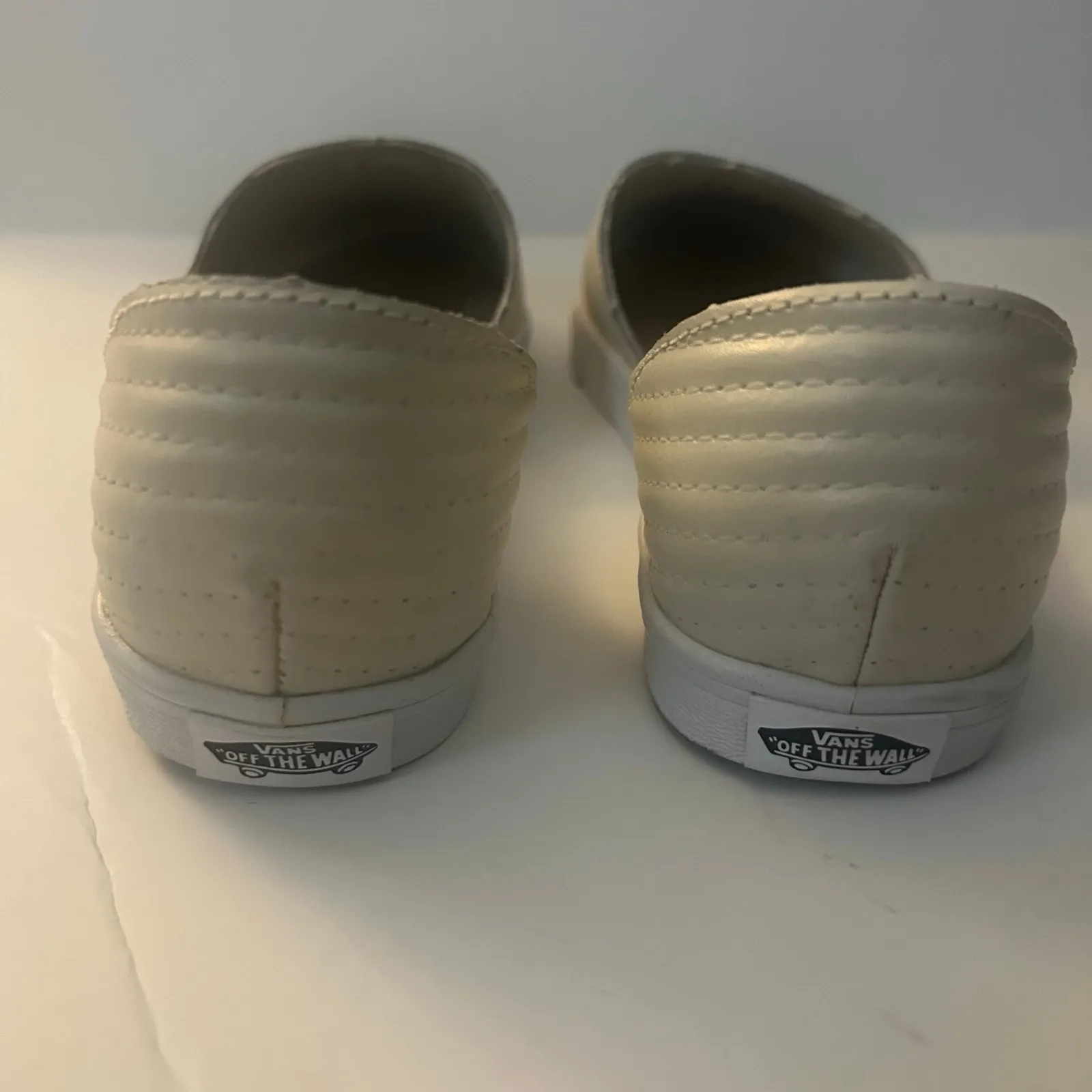 Vans Women's Slip On Skimmer Moto Leather Birch Casual 5 NIB New - Image 4