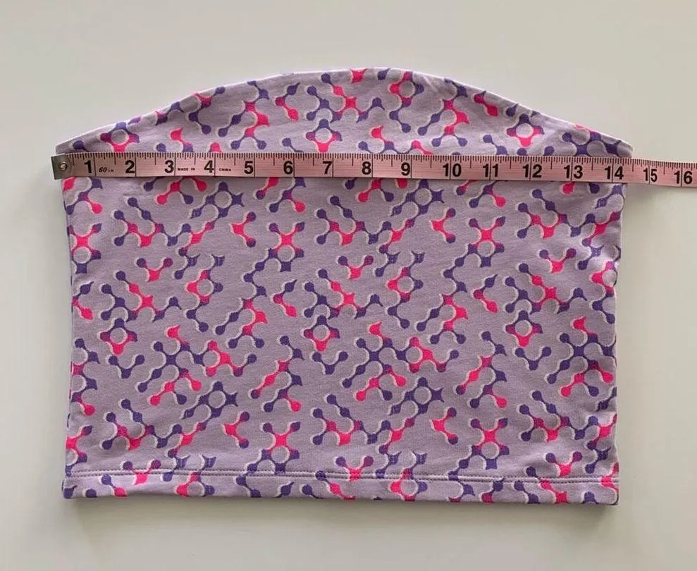 BP Purple and Pink Geometric Shapes Y2K Crop Tube Top Medium - Image 2