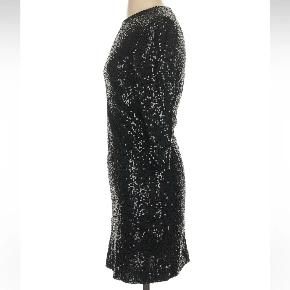 Vintage Cache Black Sequin Formal Dress Mock Neck Cocktail Holiday Y2K Size XS - Image 3