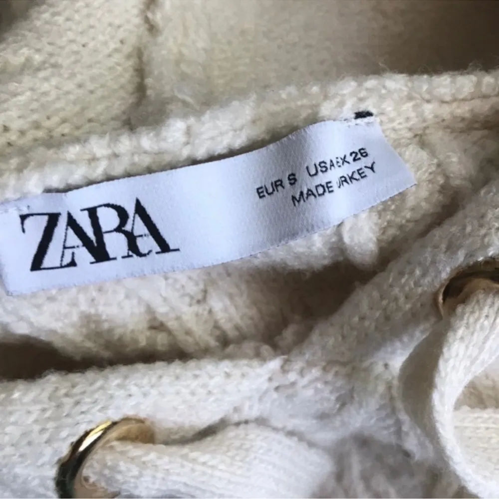 ZARA Knit Hoodie Crop Sweater Cream Ivory “Awakening Knit Collection” Size Small - Image 5