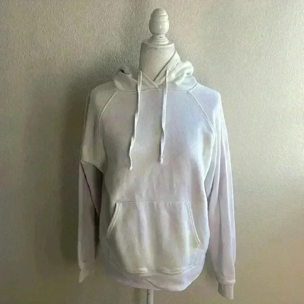 Reformation Tanner Tie Dye Hoodie in Creamsicle‎ Pink White - Image 2
