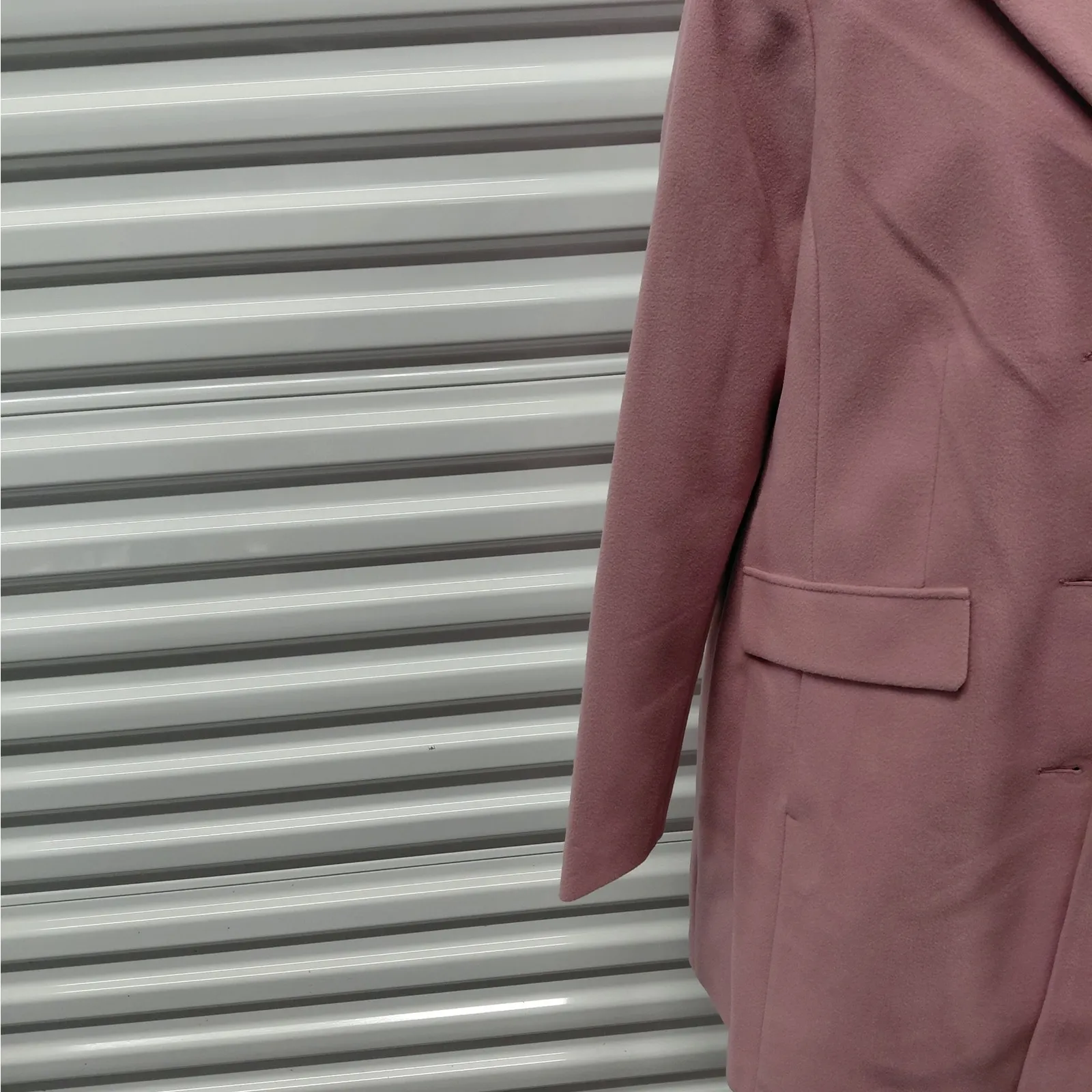 Halitech Womens Coat XL Pink Long Wool Blend Button Front Classic Peacoat NWT - Image 5