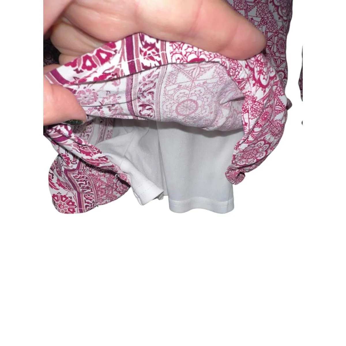 Altar’d State Boho Long Sleeve Romper Pink White Floral Women’s Size Large - Image 4