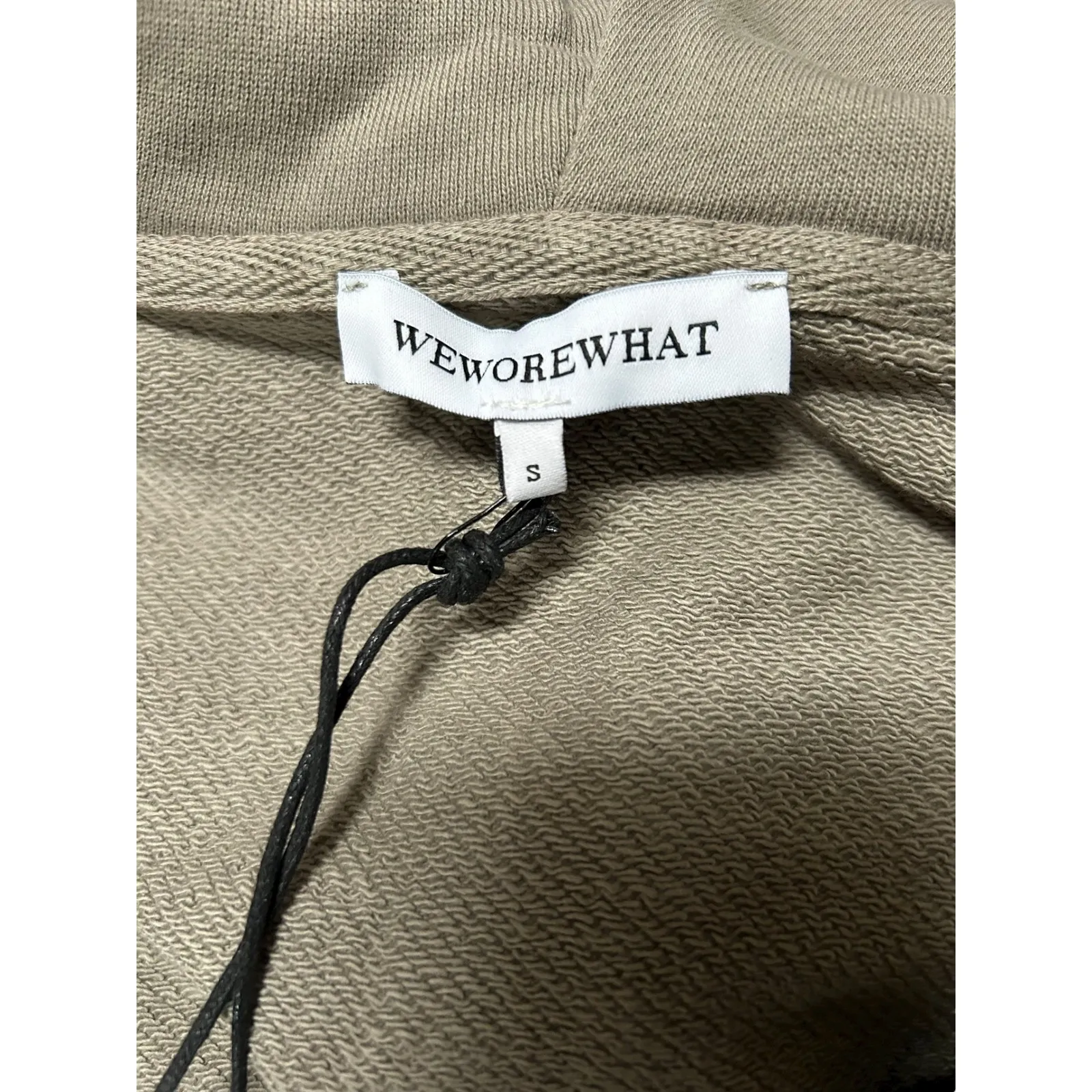 NWT WEWOREWHAT Revolve Women's Cropped Half Zip Hoodie Stone Size Small‎ Lounge - Image 3