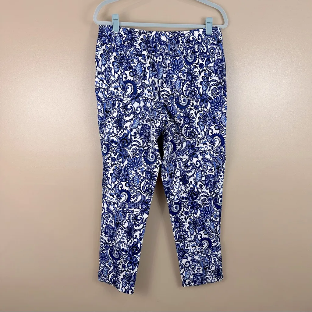 Isaac Mizrahi Live Blue Paisley Floral Ankle Pants 16T Preppy Resort Cruise - Image 4