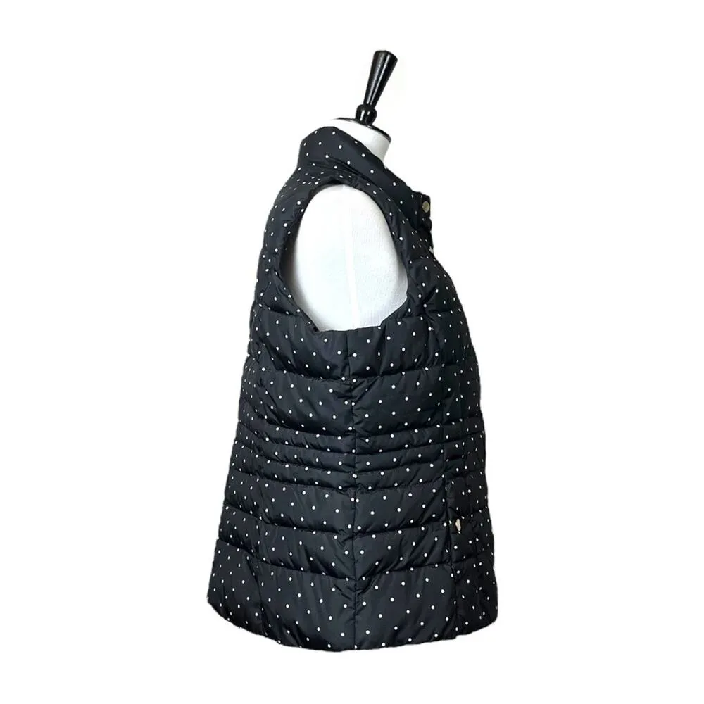 Charter Club Vest Quilted Puffer Snap Closure Black Polka Dot Women’s Size PXL - Image 2