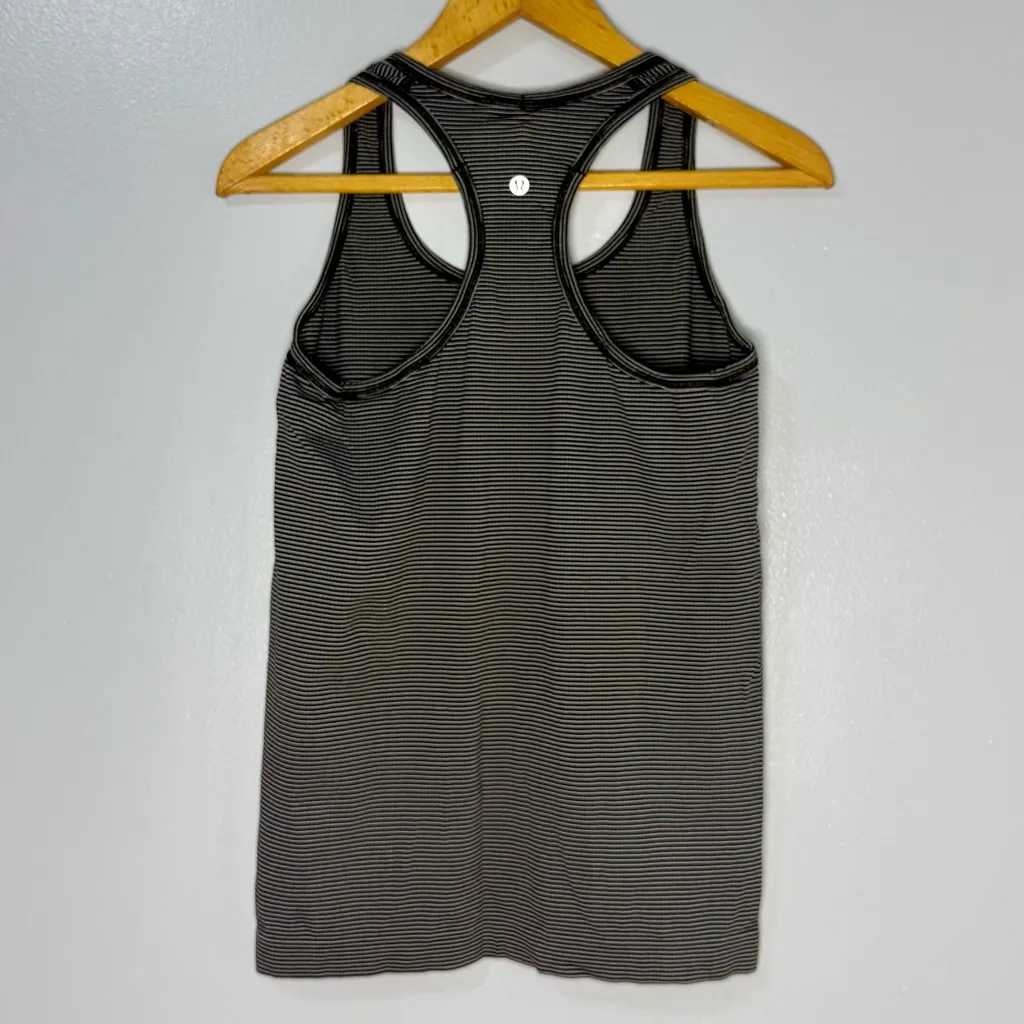 Lululemon Athletica Black and White Striped Swiftly Tech Racerback Tank | 8 - Image 3