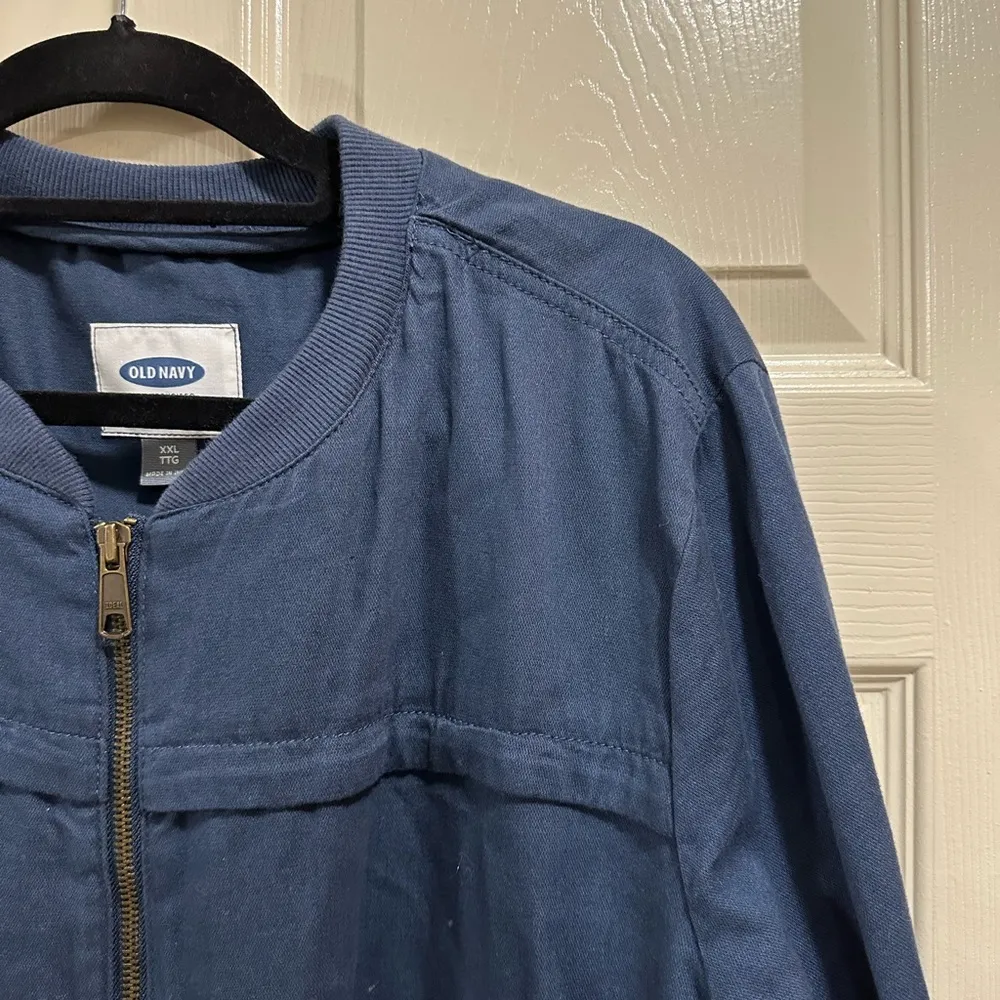 Women’s Old Navy Twill Bomber Jacket Lightweight Blue Size XXL - Image 3