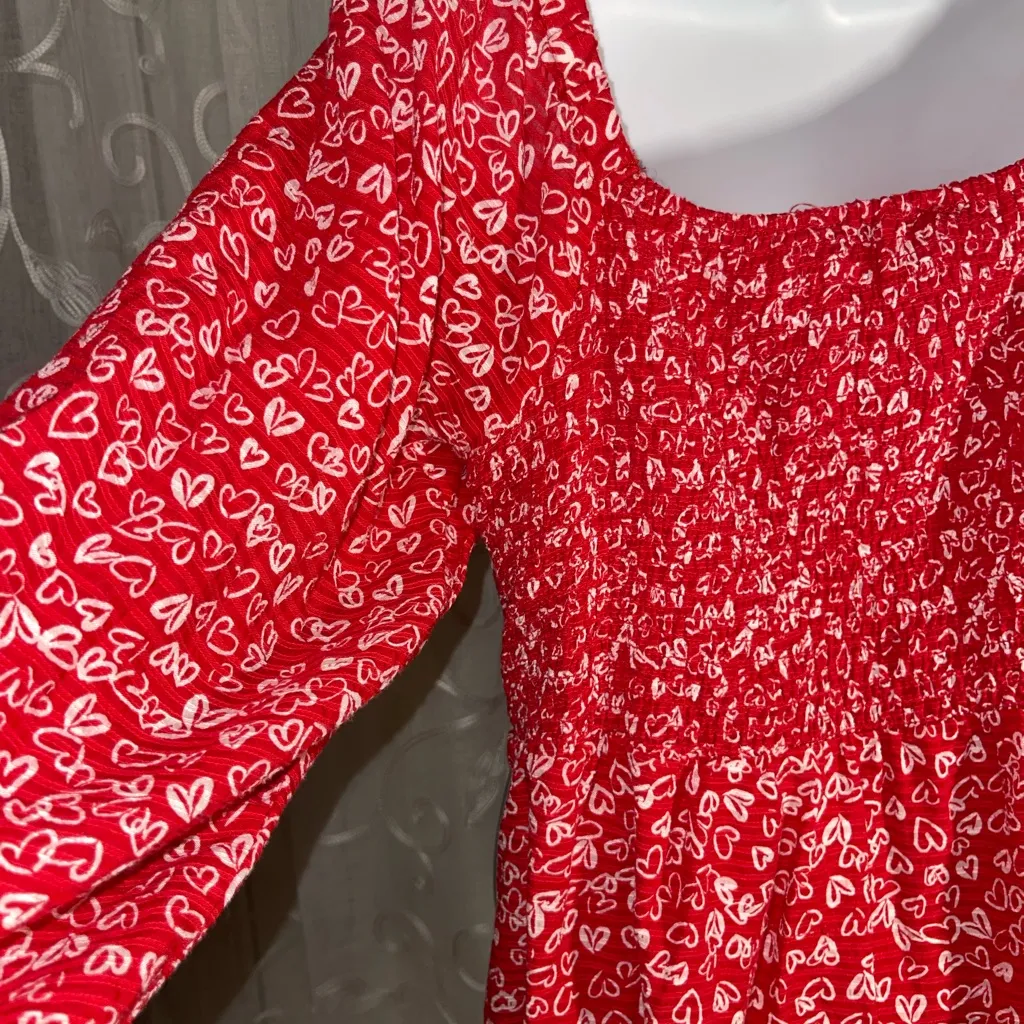 LOFT Red Heart Print Dress - Image 7