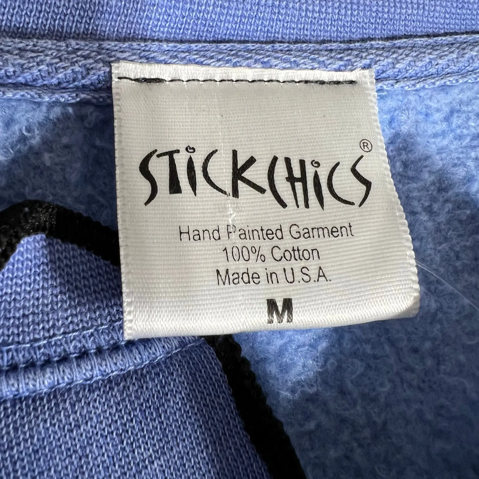 Vintage Stick Chics Womens Hand Painted Sweatshirt Button Closure Blue Medium - Image 12